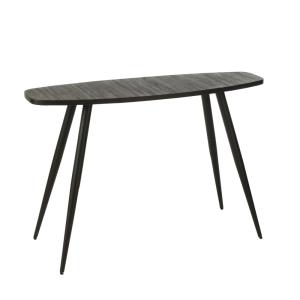 Console ovale en teck recyclé bois noir 120x80 cm