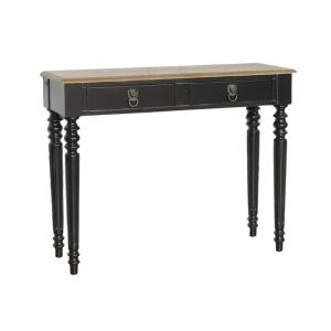 Console plateau chêne 2 tiroirs noir