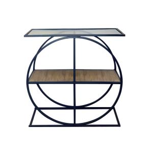 Console plateau en verre fumé L80 cm - Effet Pin Atlantique