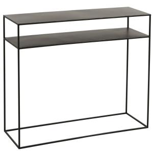 Console rectangulaire 2 étagères en métal noir 35 x 105
