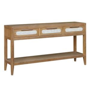 Console style contemporain, 3 tiroirs en rotin