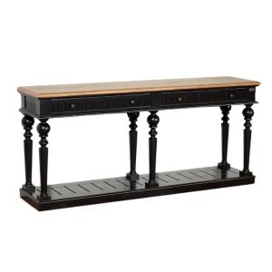 Console style shabby chic, plateau en chêne, 2 tiroirs noir…