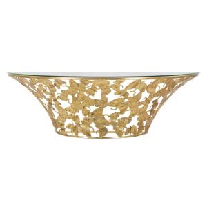 Console suspendue en métal doré avec des feuilles 120x40,5x…