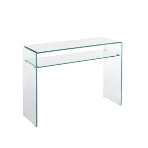 Console  verre trempé transparent 110 cm double plateau