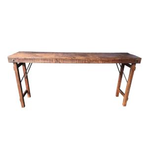 Console vintage pliante en bois marron