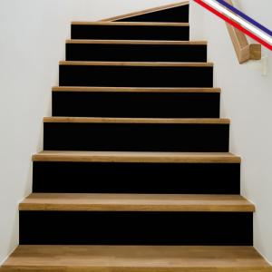 Contremarches adhésives PVC - noir - Lot de 5 (18x100 cm)