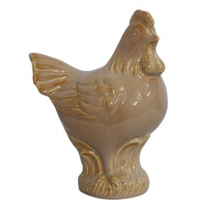 Coq en céramique émaillée marron 18.5 x 13.5 x 23.5cm