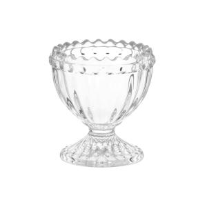 Coquetier en verre transparent avec perles en relief