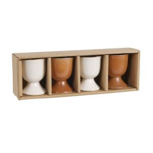 Coquetiers en céramique beige et marron (x4)