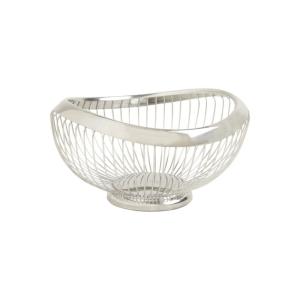 Corbeille à fruits ronde en métal vague argentée