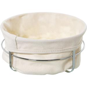 Corbeille à pain ronde en métal et intérieur en coton blanc…