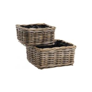 Corbeille carrée en rotin (lot de 2)