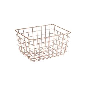 Corbeille de rangement en métal cuivré 28 x 22 x 15 cm