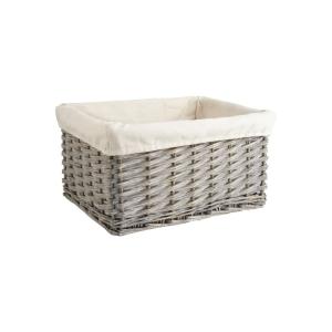 Corbeille de rangement en osier gris et coton 48 x 36 x 25…