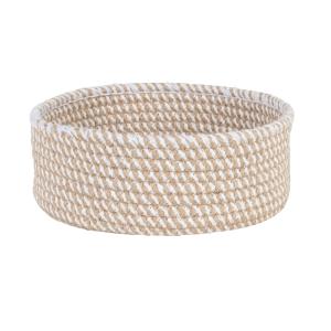 Corbeille en jute beige et blanc