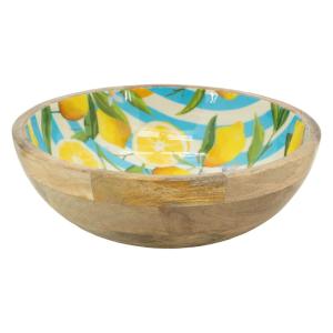 Corbeille en manguier et résine citron