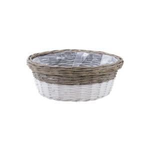 Corbeille en osier doublée plastique style rétro