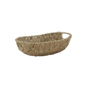 Corbeille ovale en jonc et métal l 30 cm