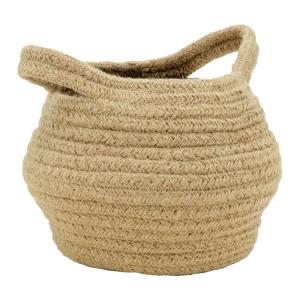 Corbeille ronde en jute naturelle avec 2 poignées