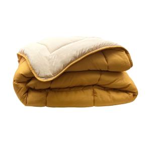 Couette chaude double face 100% polyester-fibre jaune ocre…