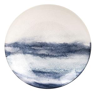 Coupelle en verre blanc, argenté et bleu