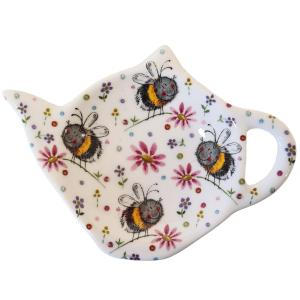 Coupelle pour sachets de thé en porcelaine blanche à motifs…