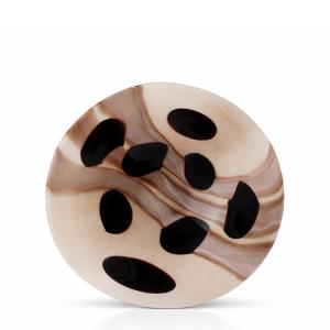 Coupellle décorative en verre soufflé beige et blanc D41