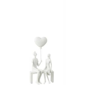 Couple assis avec ballon coeur en synthétique blanc 12x6x24…