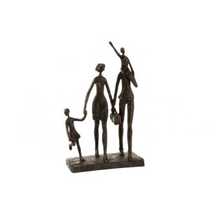 Couple en promenade avec enfants en résine marron 22x11x38c…