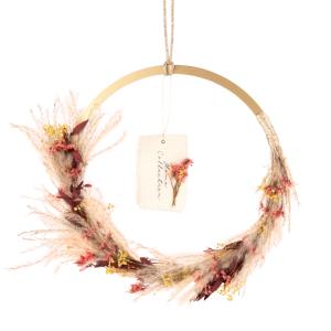 Couronne murale rouge, beige et dorée D30