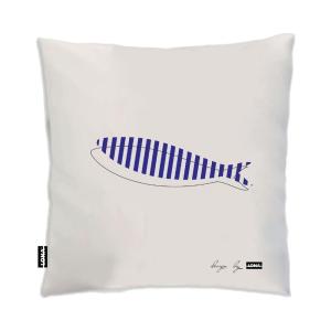Coussin 100% coton 50 cm poisson poisson bleu