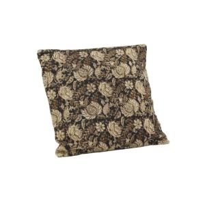 Coussin à fleurs marron