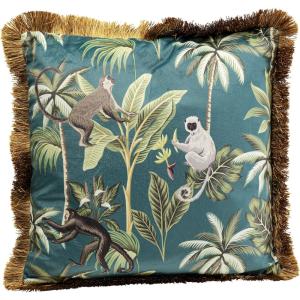 Coussin à franges Jungle singes 45x45cm Kare Design