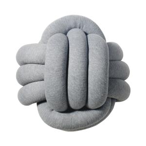 Coussin à nouer coton tricoté gris moyen 40x40 cm