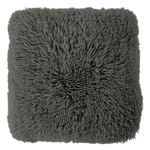 Coussin à poils longs extra-doux gris foncé 60x60