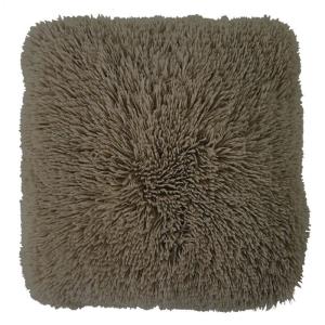 Coussin à poils longs extra-doux taupe 60x60