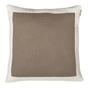 Coussin affiche en tricot uni beige rustique 50x50