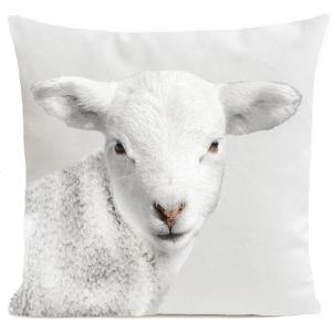 Coussin animal mouton suédine blanc 40x40cm