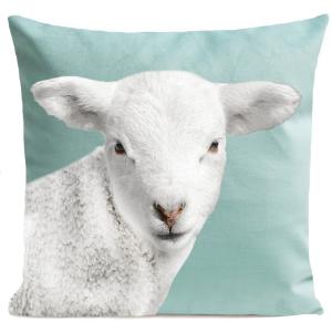Coussin animal mouton suédine bleu 40x40cm