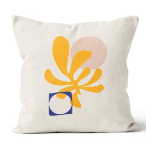 Coussin arty polyester jaune 40x40cm