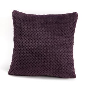 Coussin avec housse damier prune unie 40 x 40 cm