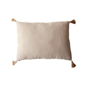 Coussin avec pompons en jute coton naturel 70 x 50