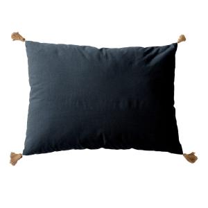 Coussin avec pompons en jute jute/coton gris foncé 50x70 cm