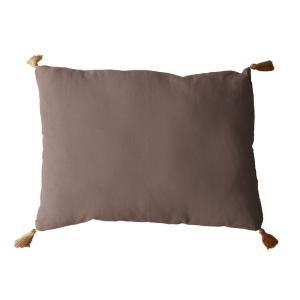 Coussin avec pompons en jute jute/coton taupe 50x70 cm