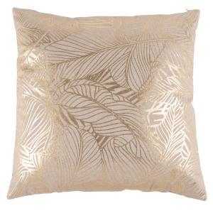 Coussin beige motifs graphiques dorés imprimés 50x50
