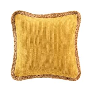 Coussin bifaces avec contour en jute coton/polyester jaune…