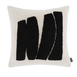 Coussin blanc à motif tufté noir 45x45