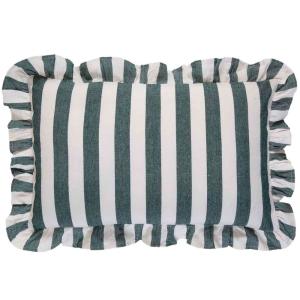 Coussin blanc à rayures vertes 60x40cm