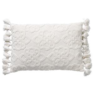 Coussin blanc en coton 40x60 cm avec motif fleuri