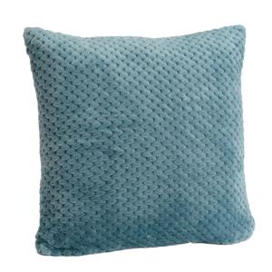 Coussin bleu canard avec housse damier unie 40 x 40 cm